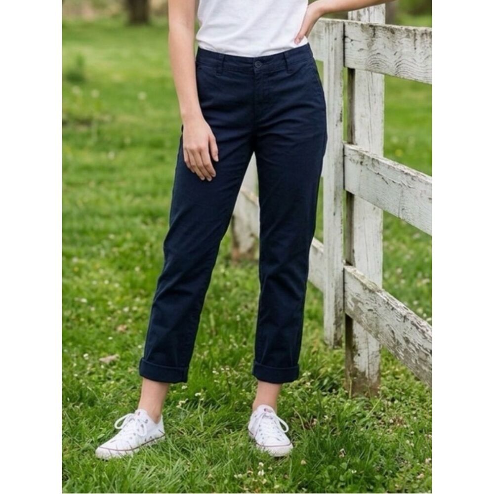 NWT Nautica Jeans Women’s Navy Chino Flat Front Casual Ankle Pants - Size 4
